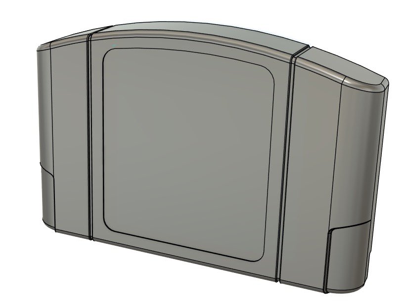 DiniertoDesigns's tweet photo. Went ahead and modeled an #N64 cartridge last night so I can 3D print a baby one for the #Retroflag Pi 5 case https://t.co/v9DhHaFdm7
