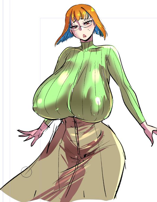 ツーブロック(っていうの?)おっぱいおねえさん 
やっぱりおっぱい描いておかないとなんだか落ち着かないので 