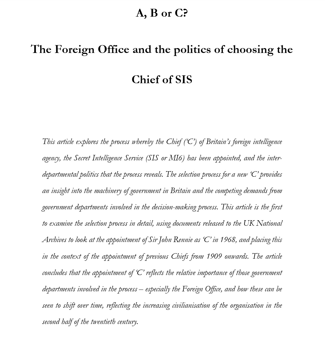 Sandbagger_01's tweet photo. ⁉️ How are @ChiefMI6's picked, and how has the process changed over time?

👀 Article on past selection processes and the role of the FO/FCO accepted for @diplostatecraft. Coming soon. https://t.co/eGxk2NIzNB
