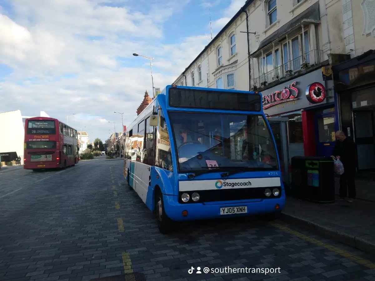 Thought I should upload an image (never) so here is 47174 seen at some point at Eastbourne Station running 10 early on a rare 3/3A while a Brighton and Hove buses 28  waits at Eastbourne Station traffic lights