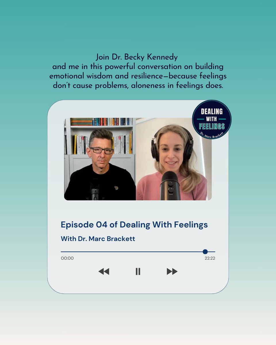 drmarcbrackett's tweet photo. Feelings don’t give us problems. Aloneness in feelings does.

Tomorrow on Dealing with Feelings, I’m joined by @goodinside to explore how being present—rather than ‘fixing’—is the key to raising emotionally healthy kids and building stronger relationships.

This episode is packed with insights about co-regulation, emotional resilience, and how parenting can transform not just your kids, but you too.

Tune in tomorrow: https://t.co/2dp2ym0ojB

#DealingWithFeelings #DrBeckyKennedy #ParentingWisdom #EmotionalIntelligence #FeelingsMatter