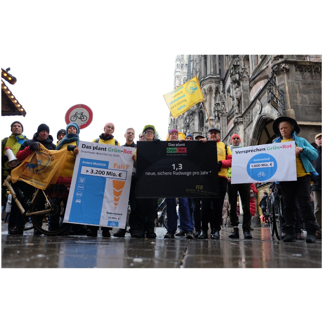 Kein Geld für Radentscheid-Projekte trotz städtischer Rekordinvestitionen in Mobilität?!
Damit verschiebt Grün-Rot die Fertigstellung der Radentscheid-Projekte auf das Jahr 2175! Radentscheid München schreibt offenen Brief an die Grün-Rote-Stadtregierung.
radentscheidmuenchen.de/presseinformat…