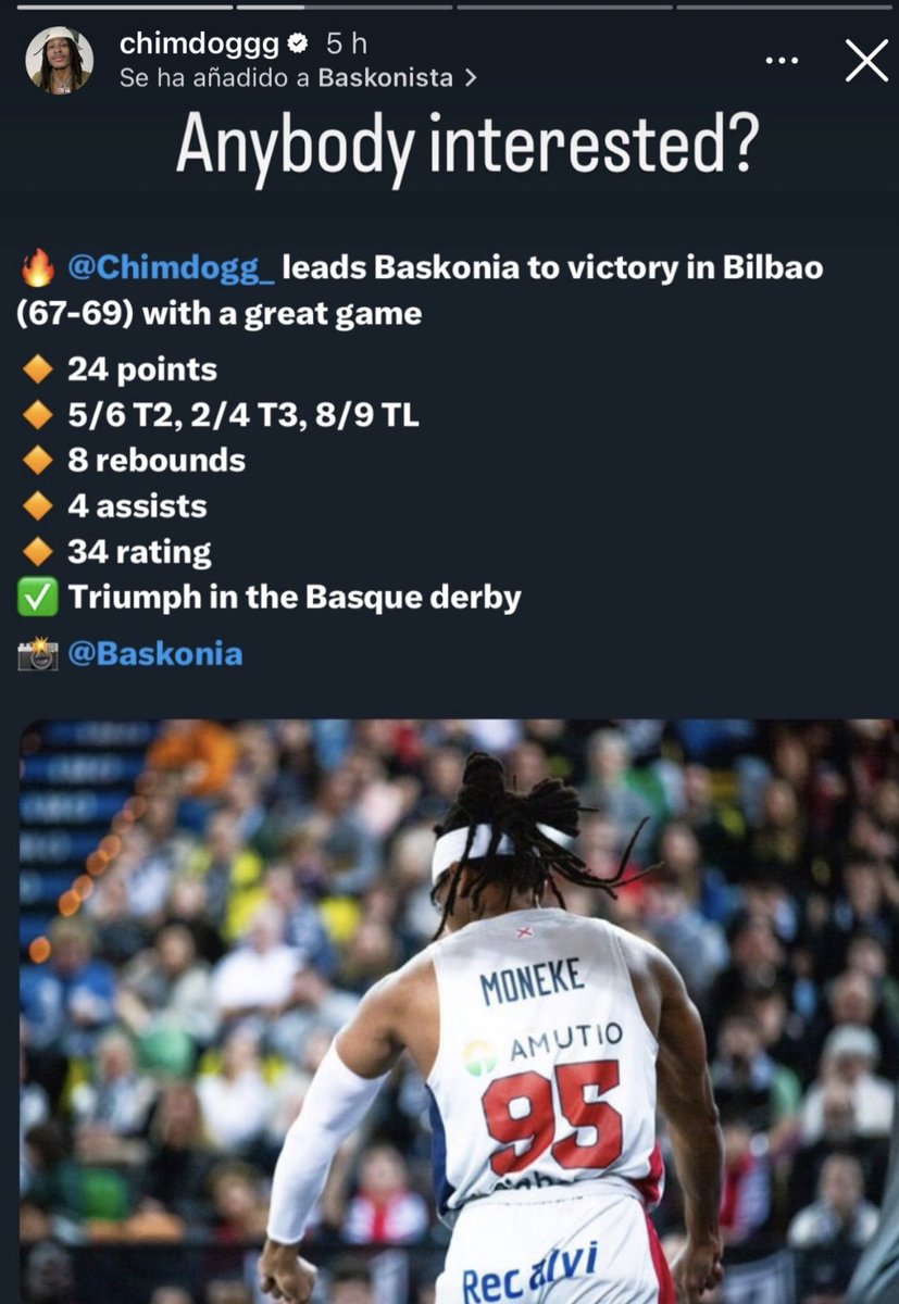 MBaskonistas's tweet image. - Ibaka placando a Osetkowsi por no querer rularle un canuto.
- Moneke buscando equipo por Instagram.
- Anderson enganchándose con Ennis porque pensaba que era Howard y podía tumbarlo fácilmente.
- Txus Vinoteta con trastorno de personalidad múltiple creyéndose Curry.
Doña ACB.