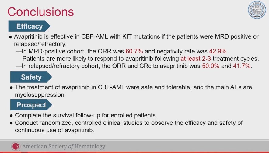 TalhaBadarMD's tweet photo. #ASH24 Avapritinib in RR or MRD+ cKitm core binding factor AML 👇🏽

Time to response 2-3 cycles 

Better responses with MRD+ disease compared to RR #leusm https://t.co/p0kxVT6Nfm