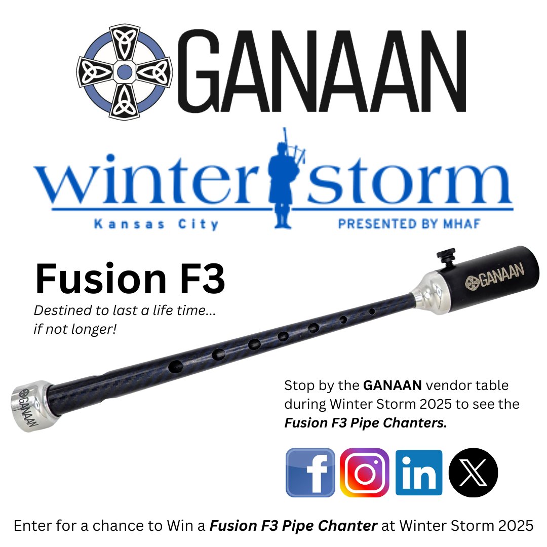Heading to Winter Storm 2025 in Kansas City, stop by our vendor table and enter for a chance to win a Fusion F3 Pipe Chanter.  #WinterStorm2025 #KansasCityEvents #VendorTable #FusionF3PipeChanter