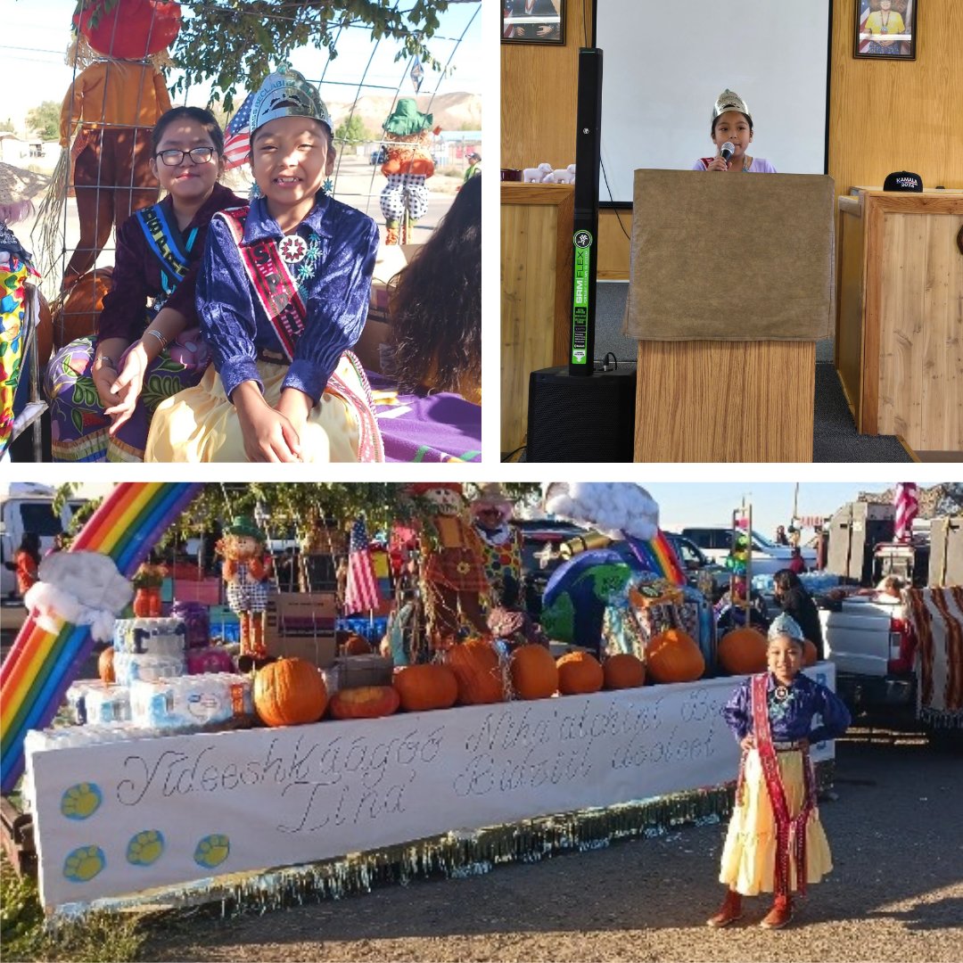 BureauIndianEdu's tweet image. Beclabito Day School in Shiprock, New Mexico, celebrates community and culture! Princesses Myamee and Latisha proudly led the Pledge in Diné, shared joy at the Northern Navajo Fair, and students performed “Go My Son” at the Tribe’s Thanksgiving Dinner. 
#NativeEd