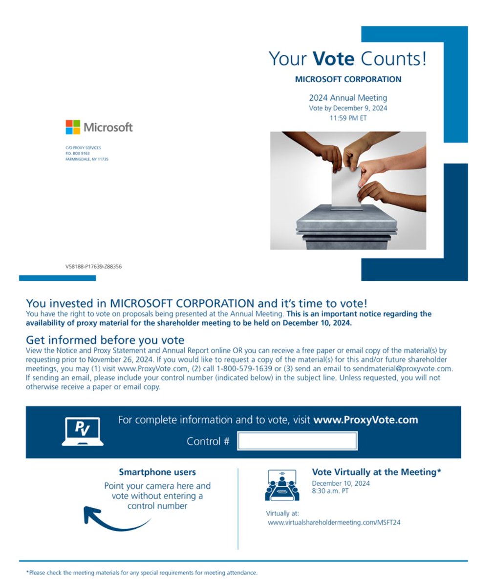 JUST IN: Microsoft shareholders to vote tomorrow on whether to invest in # Bitcoin. The proposal, filed by the National Center for Public Policy  Research, urges Microsoft to consider adding Bitcoin to its