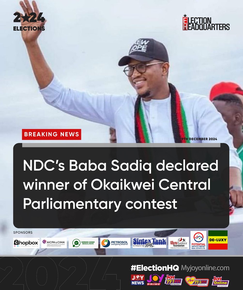 Just in: Baba Sadiq is Okaikwei Central MP-elect. #ElectionHQ