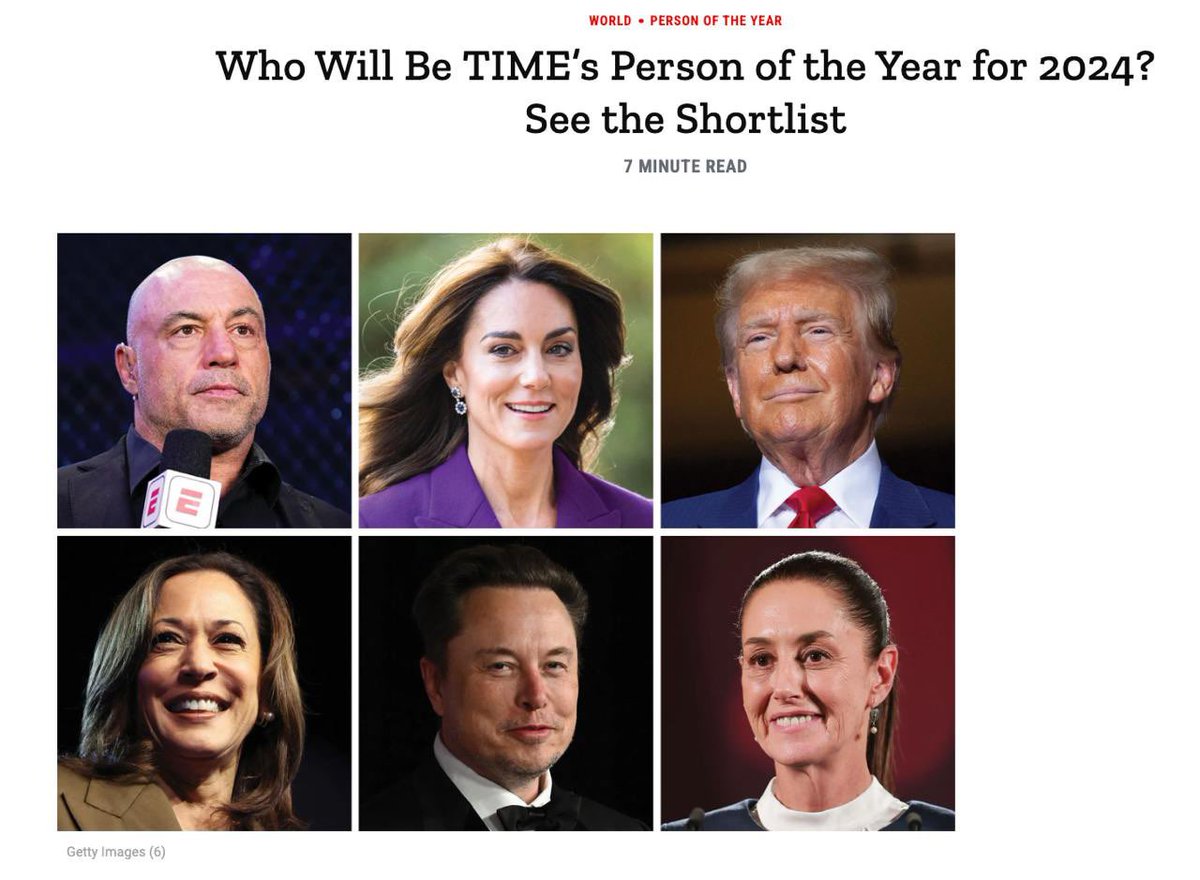tvtoront's tweet image. 🏆 Time magazine has announced the nominees for the title of "Person of the Year 2024"

Among the contenders: 

Kamala Harris
Princess Catherine of Wales
Elon Musk
Yulia Navalnaya🥴
Israeli Prime Minister Benjamin
Netanyahu

Who would you vote for?