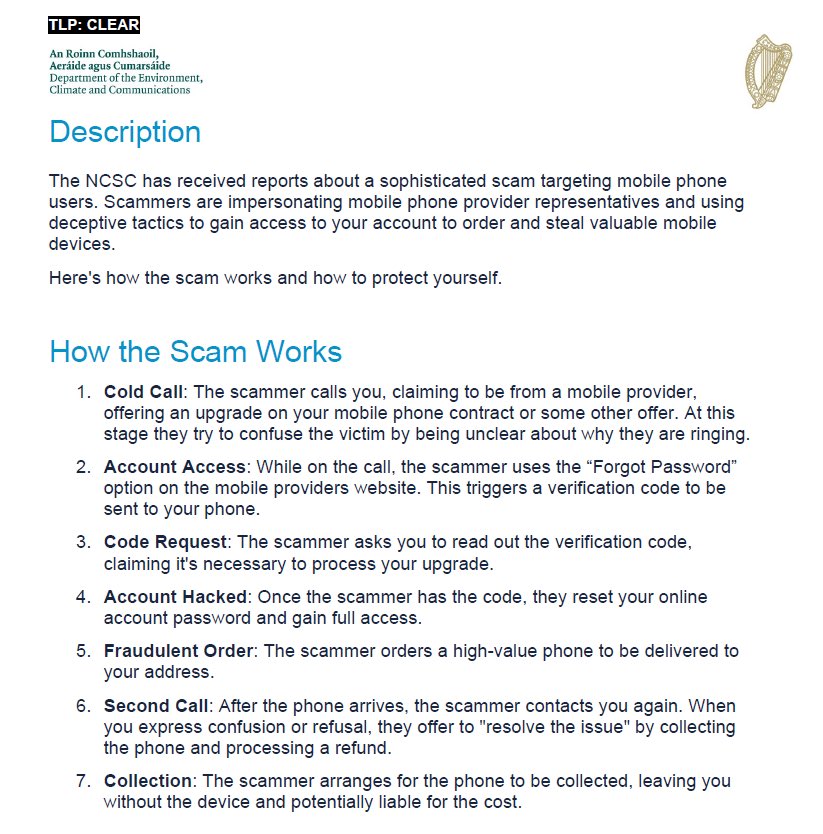 A nasty scam around phone upgrades at min. Details from NCSC
