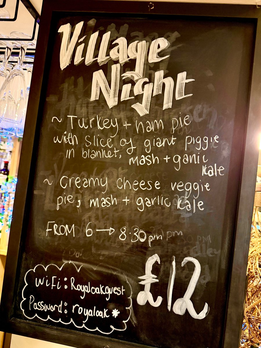 ROPoynings's tweet photo. Village night menu for tonight (9th December)...

Turkey and ham pie with a slice of giant piggie in blanket, mash and kale!
Or
Creamy cheese veggie pie, mash and kale!

From 6pm - 8.30pm / Just £12.00 each

Yum! 🎅 https://t.co/PxMx4y5bhJ