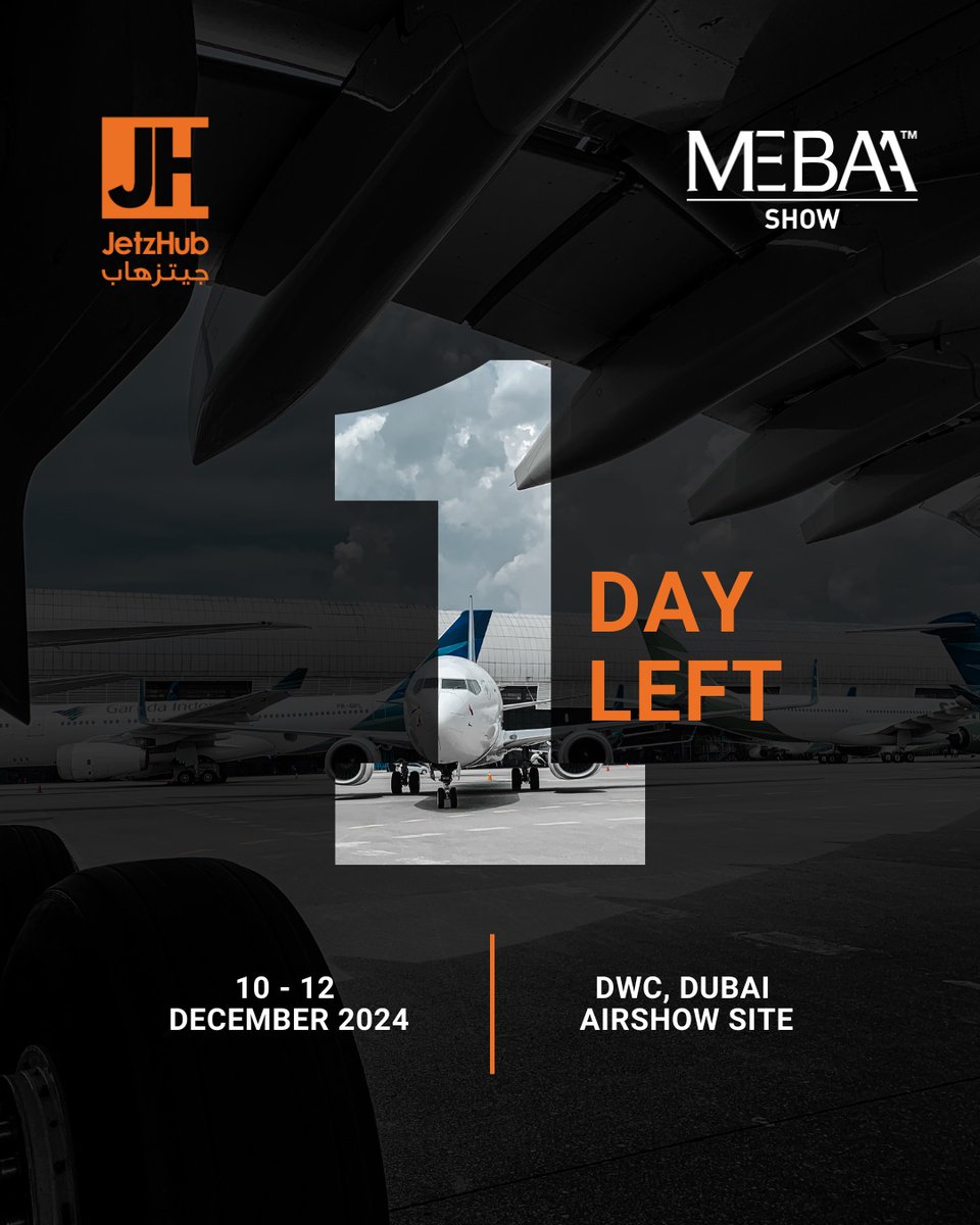 JetzHubco's tweet photo. ✈️ بقي يوم واحد فقط لمعرض MEBAA حتى ننضم إلى قادة الصناعة ومحترفي الطيران في مطار آل مكتوم الدولي (DWC)، موقع معرض دبي للطيران. نتطلع إلى التواصل معكم! نراكم هناك! 

1 day left until we join industry leaders and aviation professionals. See you there! #MEBAAShow #JetzHub #Aviation https://t.co/4t43a85rZ8