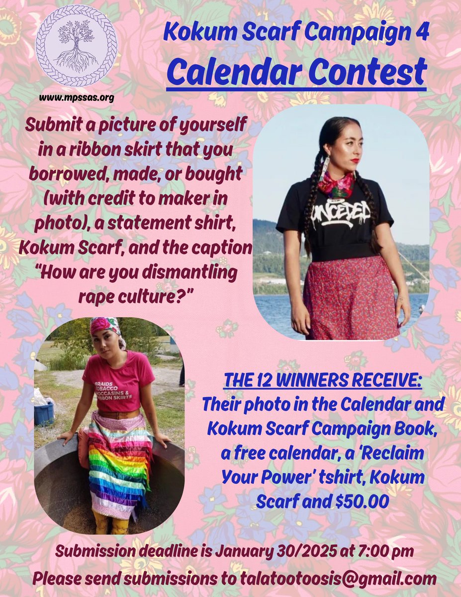 Participate in Tala Tootoosis's Kokum Scarf Campaign and Ribbon Skirt Contests!
Learn more about how you can participate!
Deadline - Jan 30th, 2025