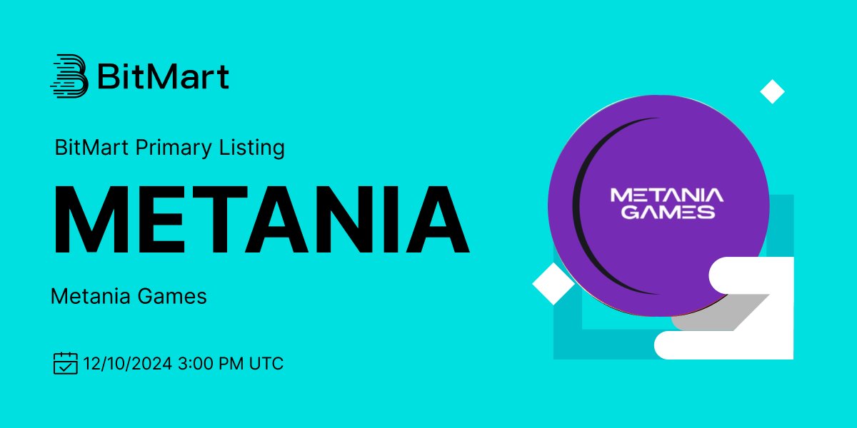 #BitMart is thrilled to announce the primary listing of Metania Games (METANIA) <a href="/MetaniaGames/">Metania Games</a>   

💰Trading pair: #METANIA/USDT  
💎Deposit: Available  
💎Trading: 12/10/2024 3:00 PM UTC    

Learn more: support.bitmart.com/hc/en-us/artic…