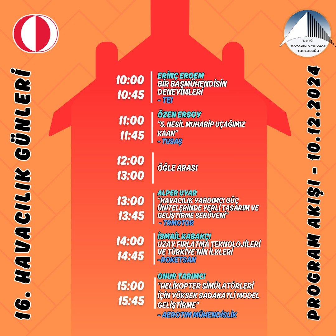 odtuhut's tweet photo. ✈ 16. Havacılık Günleri için geri sayım başladı!

📅 10 Aralık 2024
📍 KKM A Salonu

💡 Bu Etkinlikte Sizi Neler Bekliyor?
- Uzman konuşmacılar ve sektör liderleriyle tanışma fırsatı
- İlham veren başarı hikayeleri 
- Heyecan dolu çekilişler

🌟 Yarın hepinizi bekliyoruz! https://t.co/I6hecwETZz