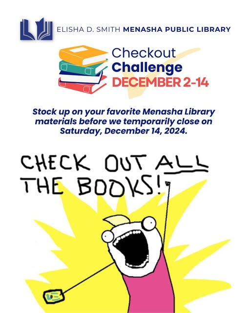 menashalibrary's tweet photo. It is the week to "Check out ALL the books!!" 🙌🙌
This is our last week open before we pack up everything to move back downtown. Stop in &amp; checkout books, movies, cds, games, books, puzzles, magazines, books. Due dates are extended. 😁
#MenashaMovingForward https://t.co/oYnuokMvT2