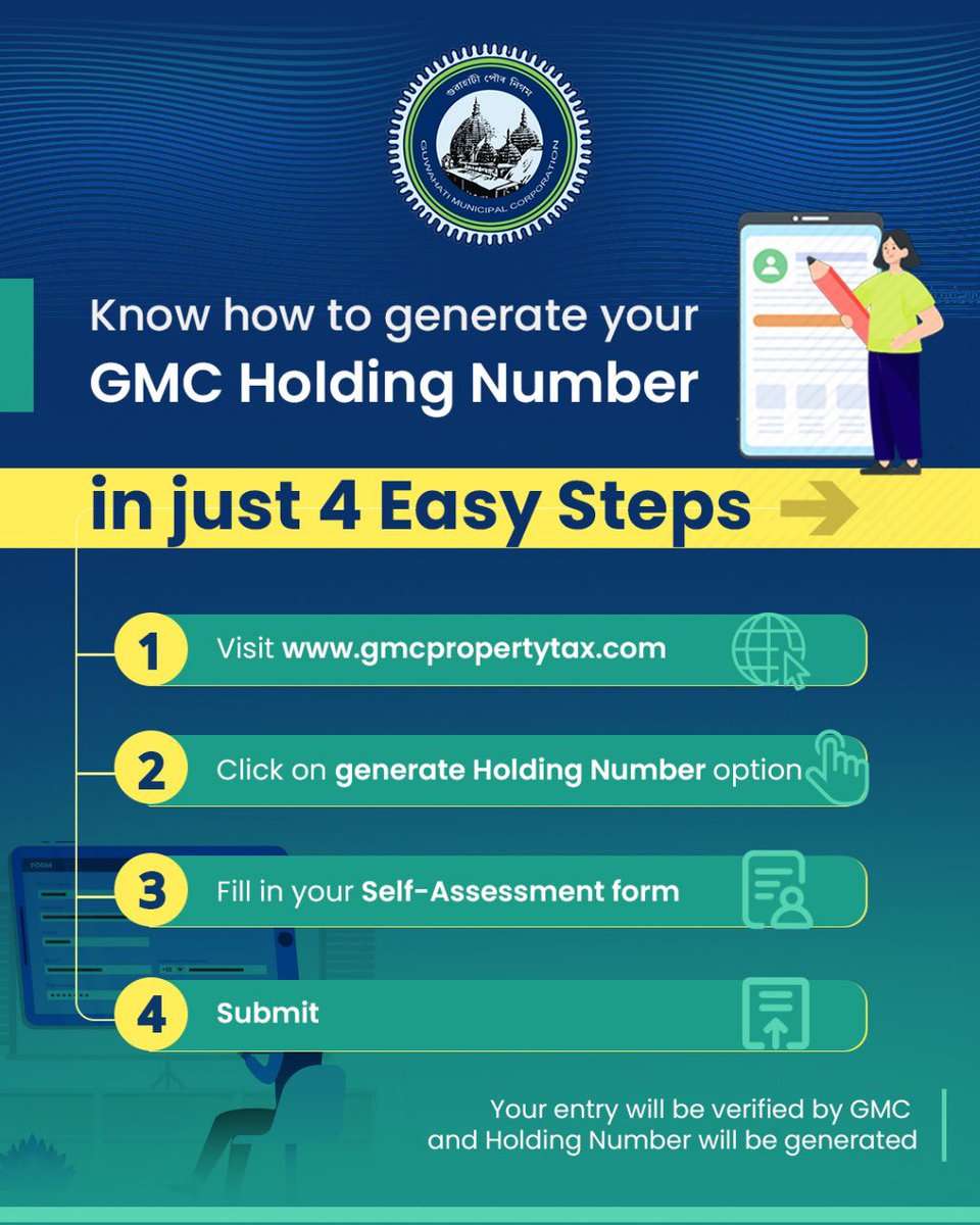 gmc_guwahati's tweet photo. You can generate your GMC Holding Number in just 4 easy steps.

Here’s how. 

#GMCHoldingNumber #EasySteps #OnlineServices #QuickProcess #DigitalConvenience https://t.co/GaNPtuzUiZ