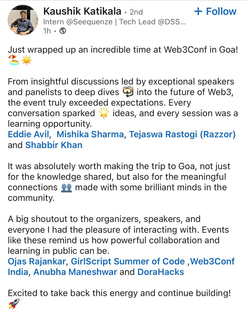 Yet to get the conference photos but reviews have started pouring in!👀🤌✨ #Web3Conf