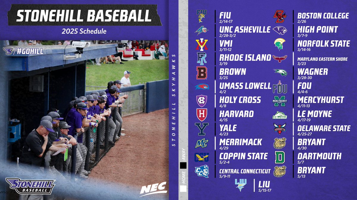 Stonehill Athletics (@gostonehill) on Twitter photo 🚨SCHEDULE RELEASE🚨
<a href="/StonehillBASE/">Stonehill Baseball</a> has announced its schedule for the upcoming 2025 season! Follow the link below to view the full schedule! ⚾️
📅bit.ly/3Boo1fV
#GoHill | #NECBASE 🚨SCHEDULE RELEASE🚨
<a href="/StonehillBASE/">Stonehill Baseball</a> has announced its schedule for the upcoming 2025 season! Follow the link below to view the full schedule! ⚾️
📅bit.ly/3Boo1fV
#GoHill | #NECBASE