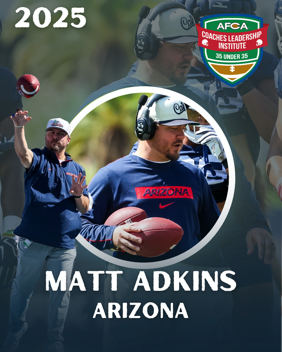 AFCA (@weareafca) on Twitter photo Congratulations to <a href="/ArizonaFBall/">Arizona Football</a> Offensive Pass Game Coordinator / Tight End Coach <a href="/coachmattadkins/">Matt Adkins</a> on being named to the 2025 AFCA 35 Under 35 Class! 🏈 Congratulations to <a href="/ArizonaFBall/">Arizona Football</a> Offensive Pass Game Coordinator / Tight End Coach <a href="/coachmattadkins/">Matt Adkins</a> on being named to the 2025 AFCA 35 Under 35 Class! 🏈