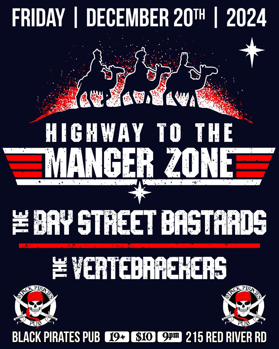 RaeLynnRapture's tweet photo. BPP Presents Highway to the MANGER ZONE!

Punk Rock Xmas Show

Featuring: The Bay Street Bastards @baystbastards
&amp;The Vertebraekers @thevertebraekers

Opening and closing the night w/ a special punk rock playlist of all your favs!

$10 at the door, 19+

Doors at 9pm, Show at 10pm https://t.co/j8RmhInwCw