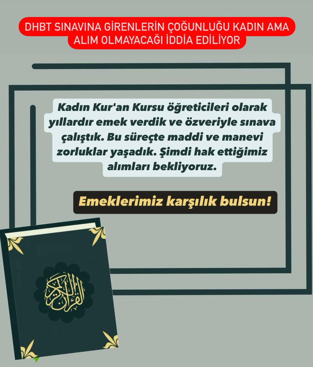86,5 puanım var. Emeğimin karşılığını almak istiyorum.
#diyanetkköalımıyap

@diyanetakademii 
<a href="/diyanetbasin/">T.C. Diyanet İşleri Başkanlığı</a> 
<a href="/DiyanetTV/">Diyanet TV</a> 
<a href="/RTErdogan/">Recep Tayyip Erdoğan</a> 
<a href="/tcbestepe/">T.C. Cumhurbaşkanlığı</a>