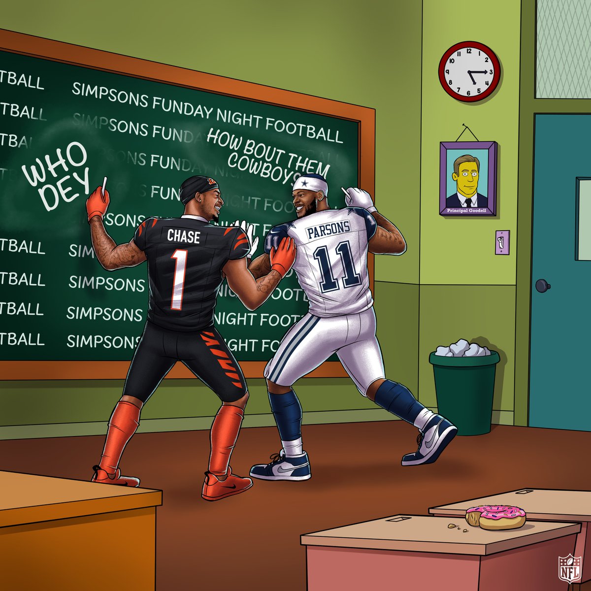 NFL's tweet photo. Are you rocking with @bengals or the @dallascowboys tonight 👀

@TheSimpsons Funday Football – December 9 on Disney+ and ESPN+ https://t.co/wcUOqRHNuK