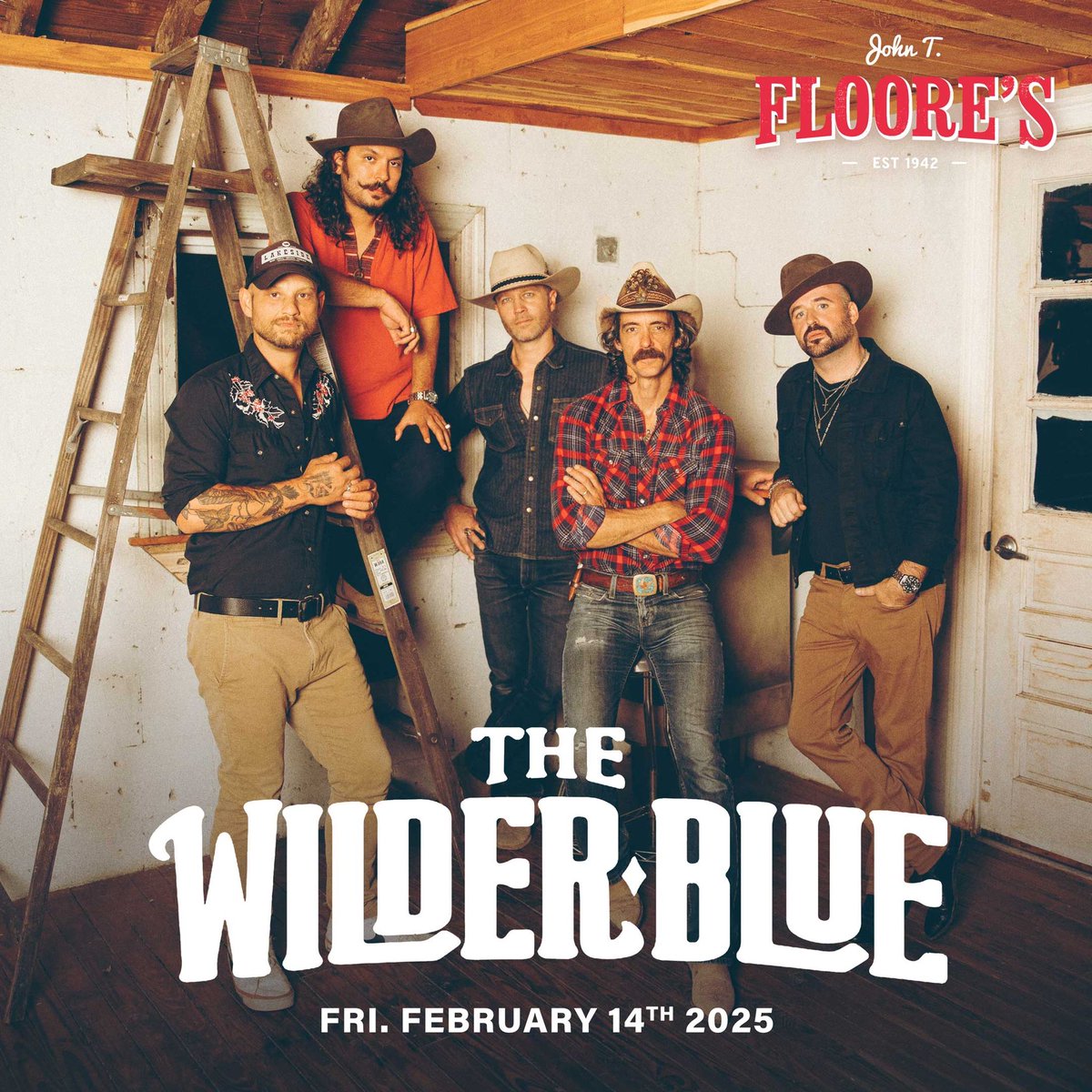 On Sale Now! Friday, February 14th! Come see The Wilder Blue at Floore’s! Get tickets here: bit.ly/41pMk7F