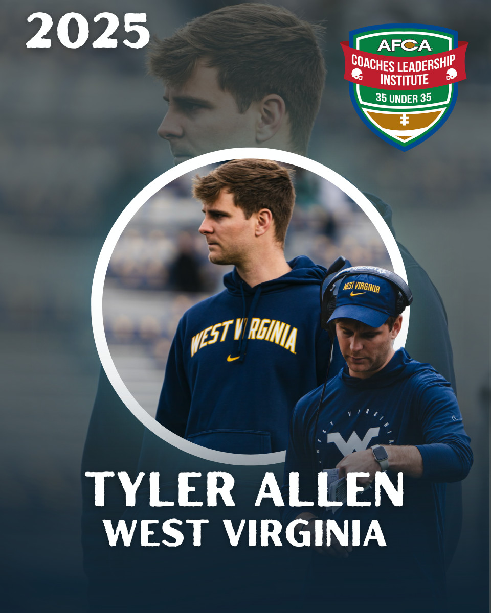 AFCA (@weareafca) on Twitter photo Congratulations to <a href="/WVUfootball/">West Virginia Football</a> Quarterbacks Coach <a href="/CoachTylerAllen/">Tyler Allen</a> on being named to the 2025 AFCA 35 Under 35 Class! 🏈 Congratulations to <a href="/WVUfootball/">West Virginia Football</a> Quarterbacks Coach <a href="/CoachTylerAllen/">Tyler Allen</a> on being named to the 2025 AFCA 35 Under 35 Class! 🏈