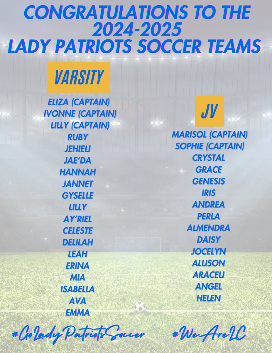 LAKEVIEW CENTENNIAL WOMEN'S SOCCER PROGRAM (@lcwomensoccer) on Twitter photo Congratulations to the 2024-2025 Lady Patriot Soccer Teams! Thank you to everyone who participated in tryouts! #GoLadyPatriotsSoccer #WeAreLC #TrainCompeteWinRepeat Congratulations to the 2024-2025 Lady Patriot Soccer Teams! Thank you to everyone who participated in tryouts! #GoLadyPatriotsSoccer #WeAreLC #TrainCompeteWinRepeat