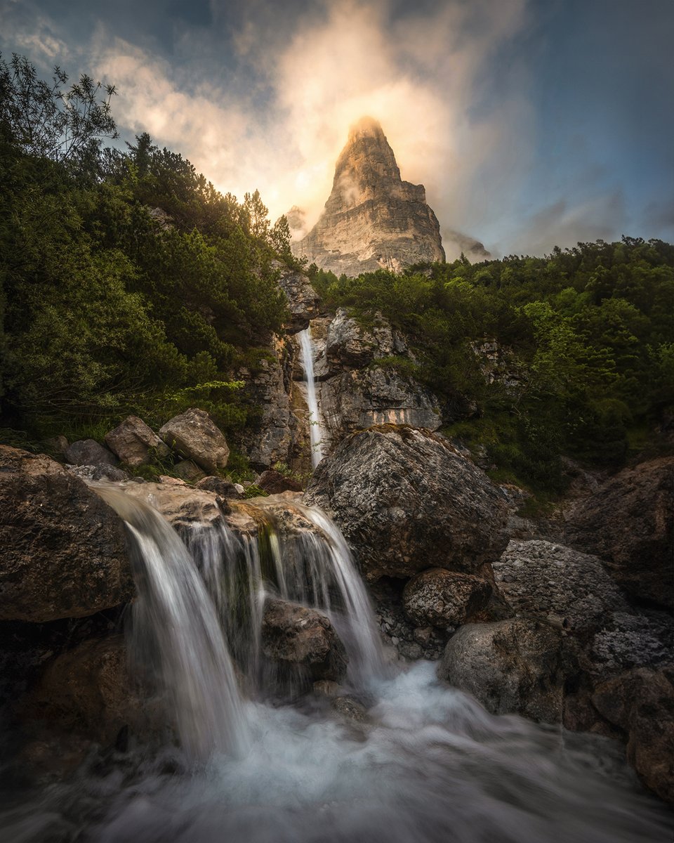 Golden Glow on Torre Trieste in the Dolomites, Italy 🇮🇹