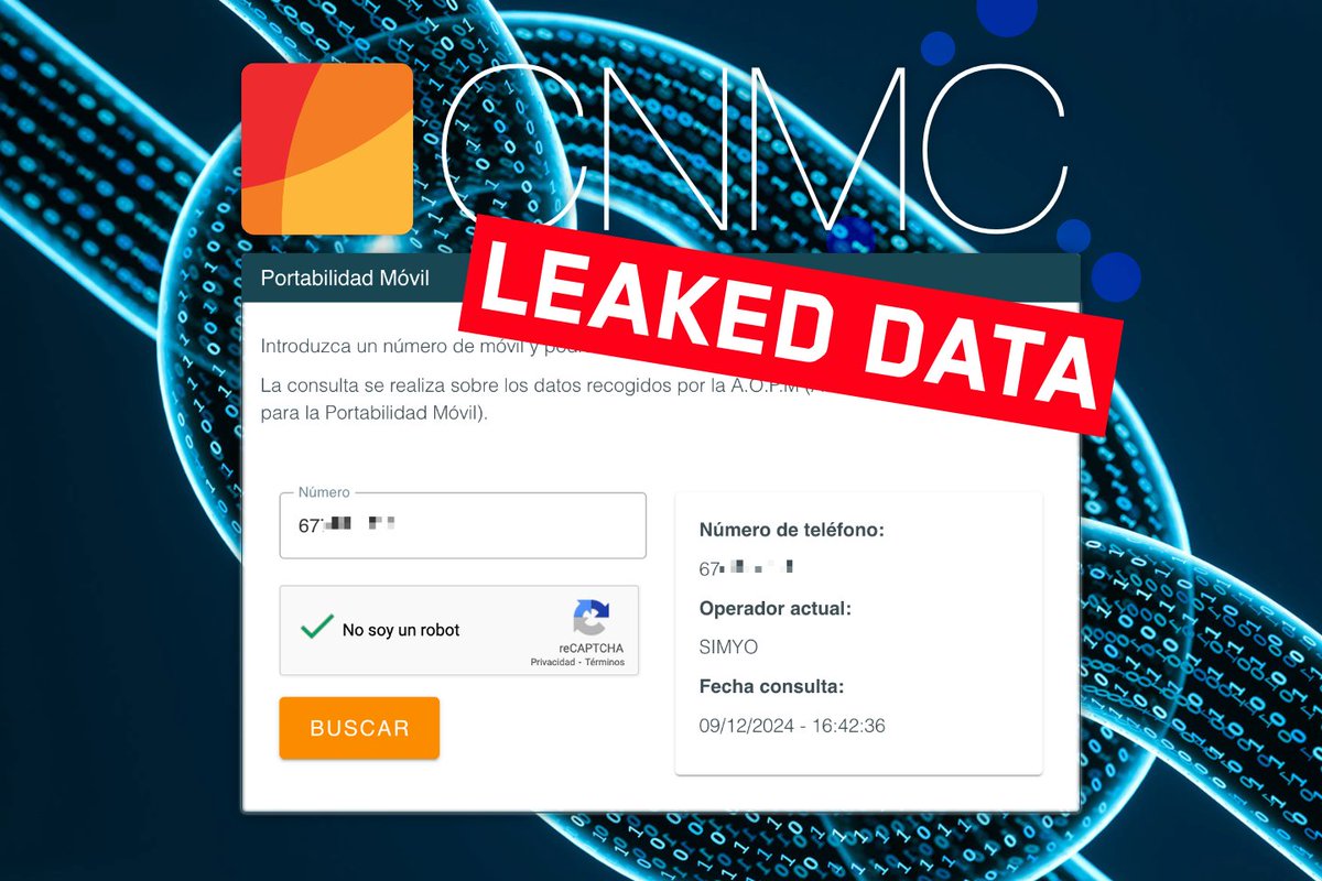 Filtrados los datos personales de millones de titulares de líneas móviles en un ☠️  "ciberataque masivo" a la CNMC

➡️ La Audiencia Nacional se hace cargo por ser un delito de ataques informáticos y contra la seguridad nacional

👇

bandaancha.eu/articulos/cnmc…