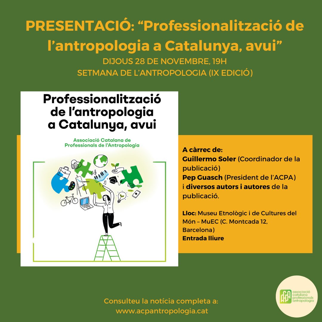👏🏻Ja disponible la publicació “Professionalització de l’antropologia, avui”

🟢La pots descarregar aquí: acpantropologia.cat/analisi-dades-…