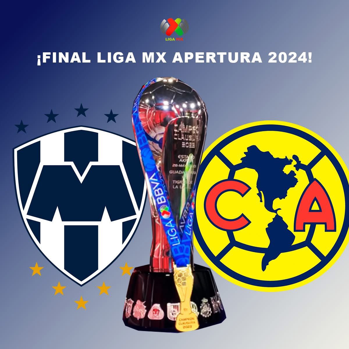 TSS_Deportes's tweet photo. ¡¡LISTA LA GRAN FINAL DEL FÚTBOL MEXICANO!! 🏆🇲🇽⚽️

Monterrey vs América será la final de la Liga MX Apertura 2024:

➤ Tercera final consecutiva del América
➤ América va por el tricampeonato y título 16
➤ Monterrey va por su sexto campeonato
➤ Lugar 5 vs Lugar 8 de la tabla https://t.co/B19Alp6zQf