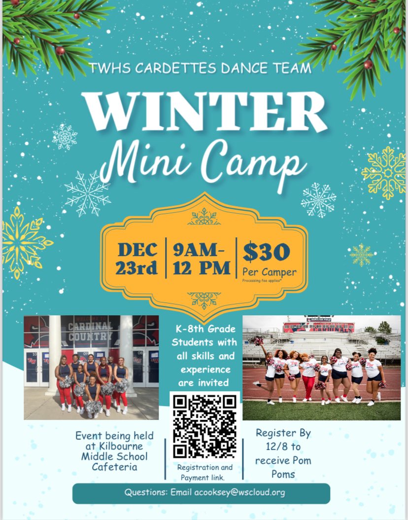 TWHSDanceTeam's tweet photo. There’s still time to register!! Join us to kick off Winter Break this year!! https://t.co/kvD1SuPorX