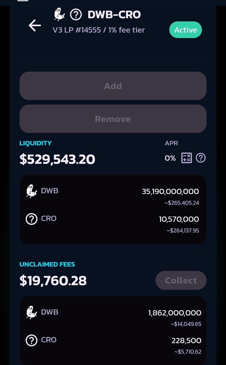 <a href="/kris/">Kris</a> <a href="/ericnode/">Eric Anziani</a> <a href="/skalifowitz/">Steve | Crypto.com</a> I cooked over here, gang. 

10m forked PulseChain $CRO locked in a burnt LP 37B $dwb
scan.9mm.pro/address/0x3d3f…

Link to burnt LP in dead address.
dex.9mm.pro/liquidity/1455…

Y'all have the ability to do the greatest and funniest thing ever and onboard