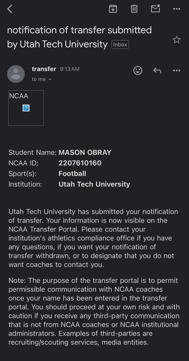 Officially in the portal.

• 6’1 175lbs DB
• 3 years of eligibility 
• 4.44 40yd dash
