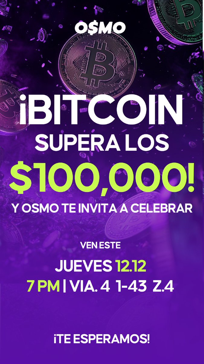 hrodric's tweet photo. ¡Bitcoin superó los $100,000 y esto se celebra! 🚀

r cómo sucedió esto y qué podemos esperar del futuro de Bitcoin.

Detalles del evento:
📅 Día: Jueves 12 de diciembre
🕖 Hora: 7:00 PM
📍 Lugar: Vía 4, 1-43, Zona 4 (antiguamente El Almacén)
registro: https://t.co/44JOOxkHTE https://t.co/h4QVqgp86B