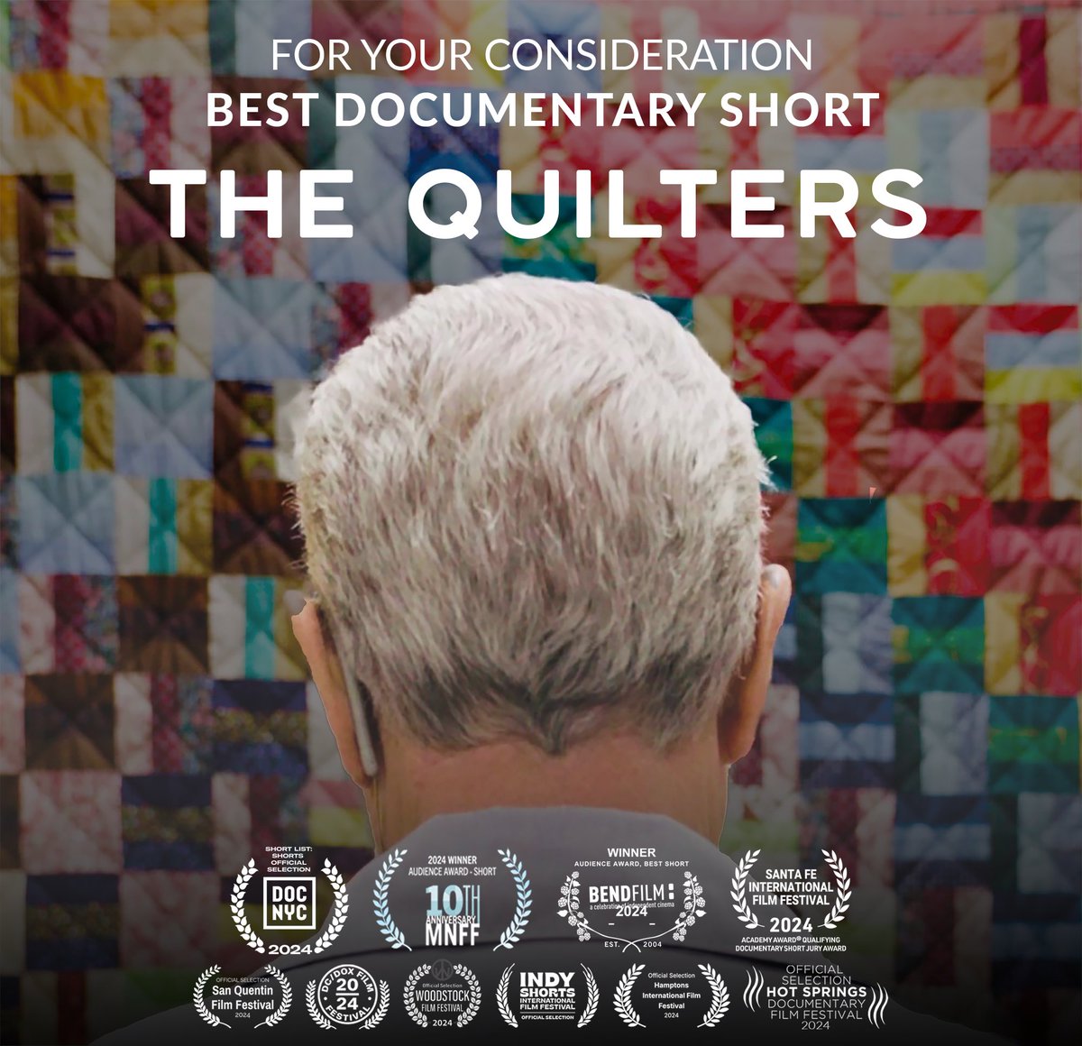 thequiltersdoc's tweet photo. For Your Consideration: Best Documentary Short Film - THE QUILTERS This unexpected and beautiful film follows a men's quilting group inside  a maximum security prison as they create personalized quilts for local  foster children. https://t.co/yf7f8VgiOu