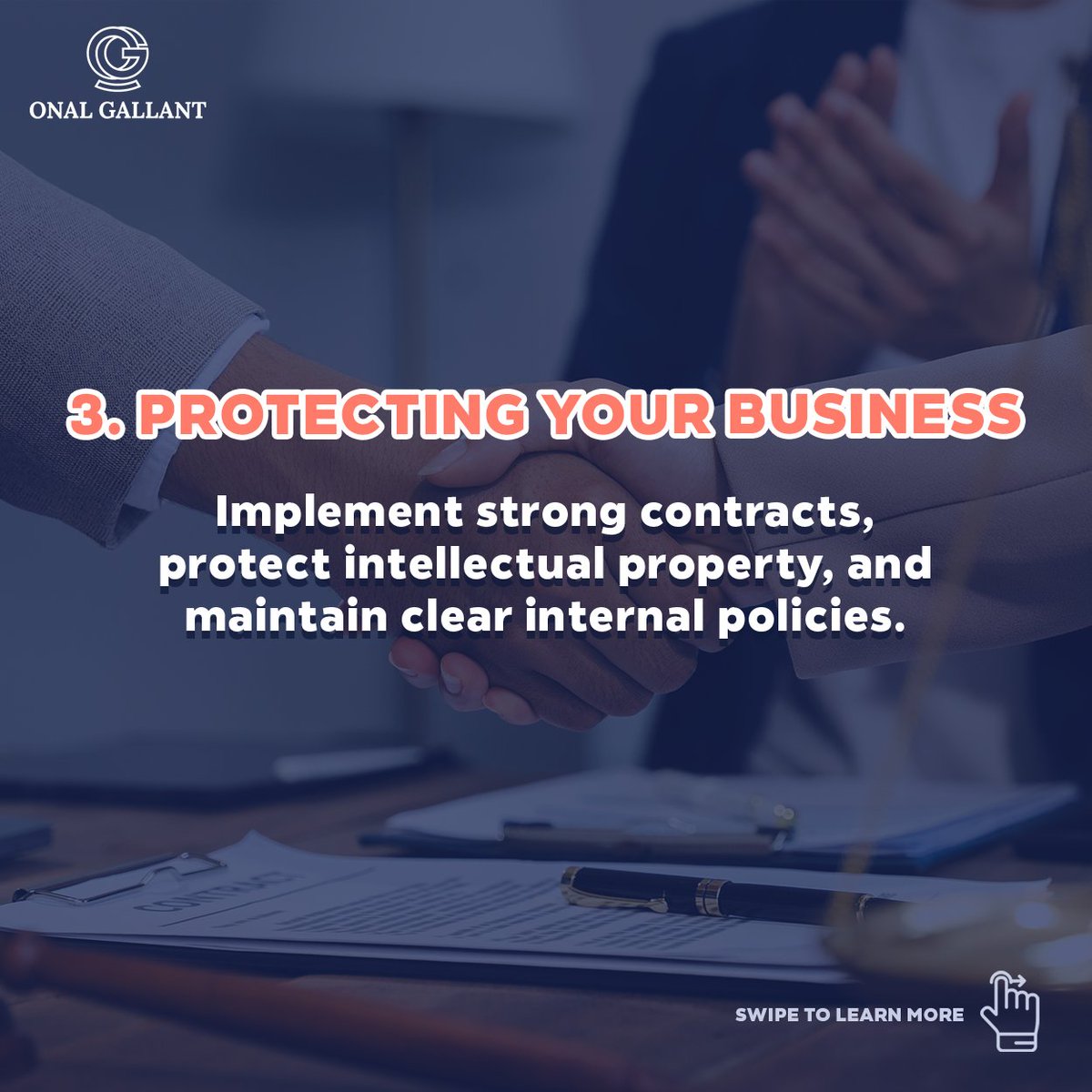 Business disputes can be costly and time-consuming. Swipe through to learn about common types of commercial litigation, effective resolution strategies, and proactive measures to protect your business.

Contact Onal Gallant Law Firm to safeguard your interests.