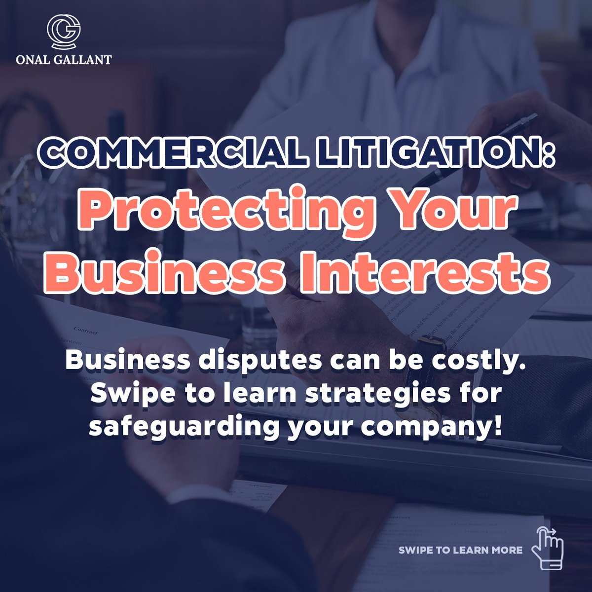 Onalgallant's tweet photo. Business disputes can be costly and time-consuming. Swipe through to learn about common types of commercial litigation, effective resolution strategies, and proactive measures to protect your business.

Contact Onal Gallant Law Firm to safeguard your interests. https://t.co/lzisfM1nsl