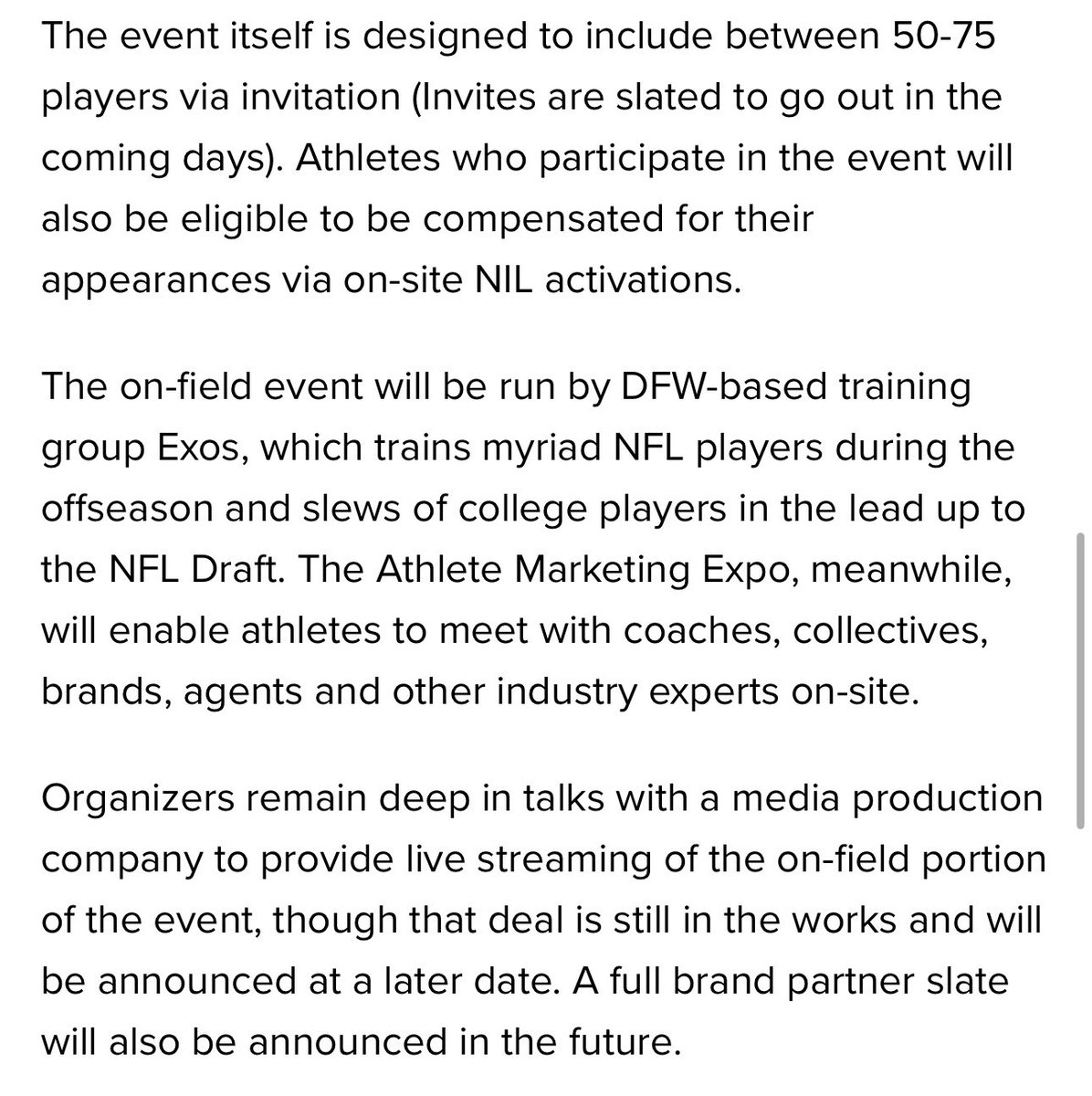 More innovation in college athletics, combined with NIL opportunities for athletes.