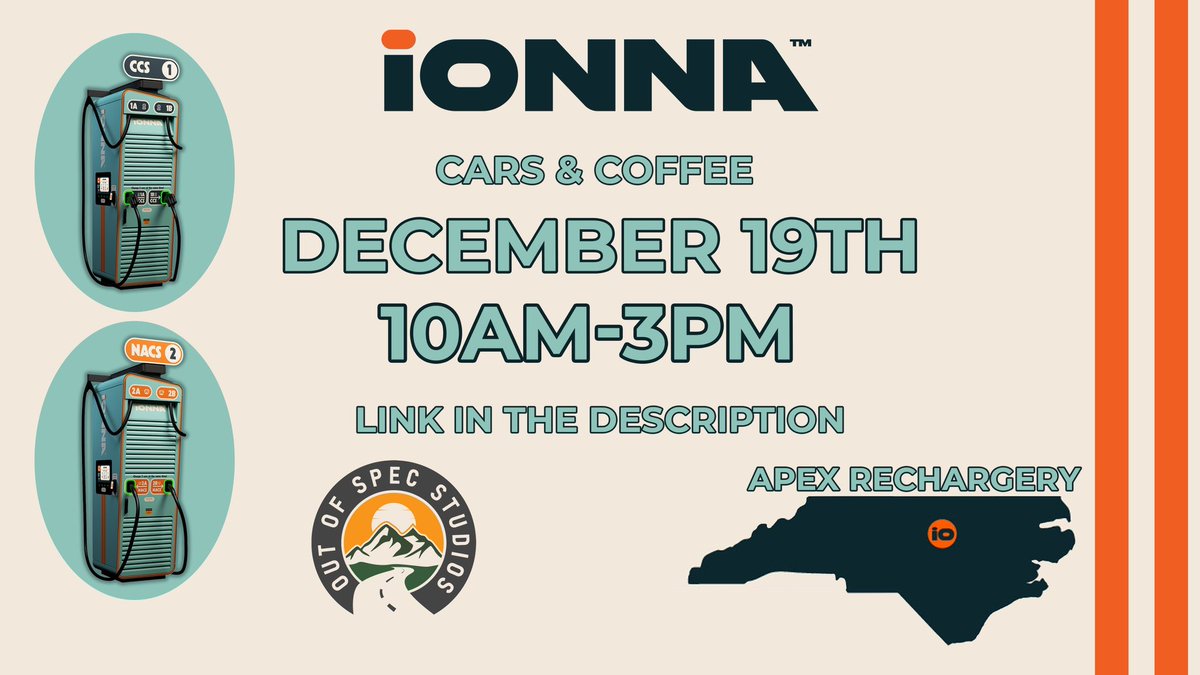 We are hosting the first ever <a href="/Out_of_Spec/">Out of Spec Studios</a> meetup!

The <a href="/ionnaofficial/">IONNA</a> charging network launches soon and ahead of the official opening they are giving us access to completely stress test their first site in North Carolina ⚡️