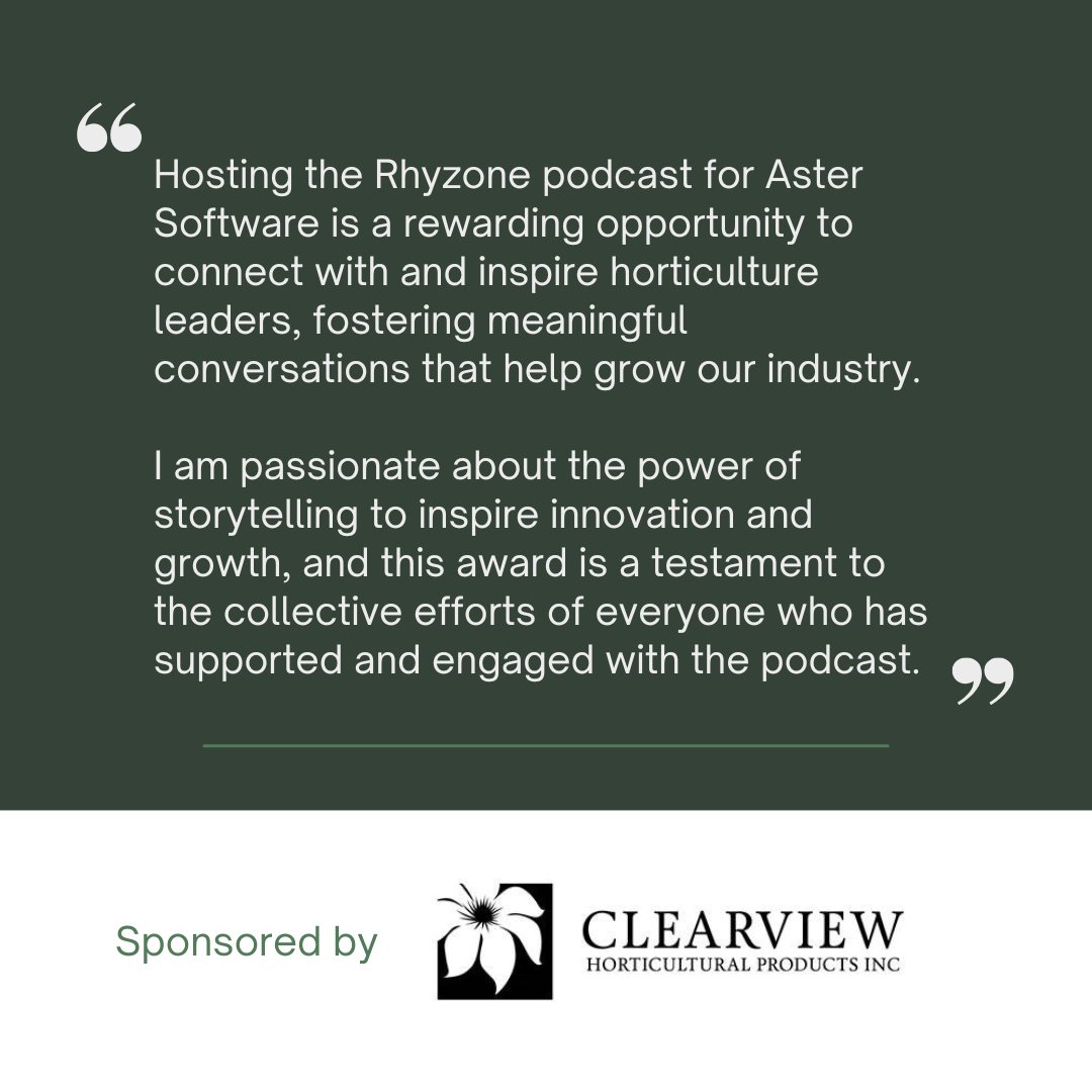 The 2024 Garden Communicator of the Year Award goes to William Klassen for his work hosting the @rhyzonepodcast! 👏

This award is sponsored by Clearview Horticultural Products
