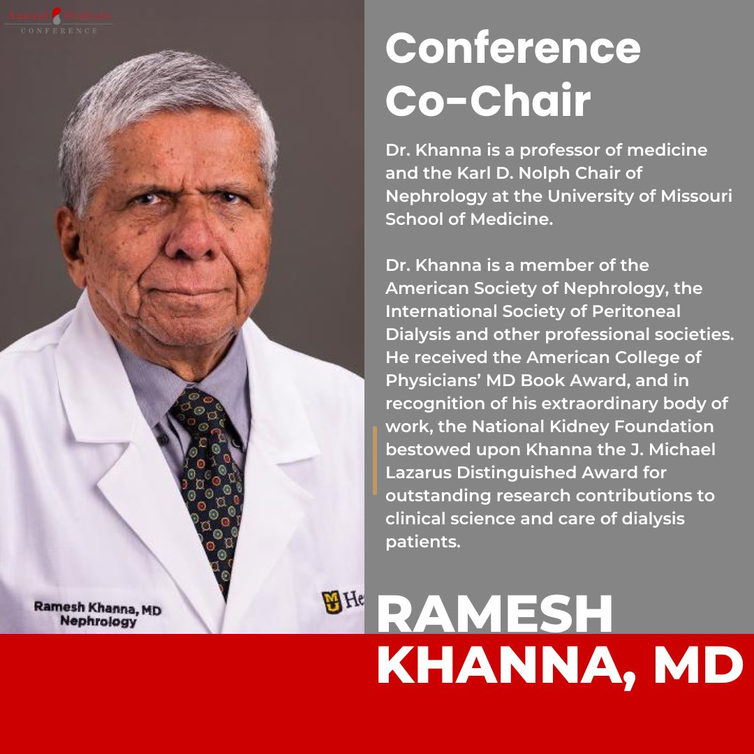 We are excited to start off introductions for our ADC 2025 Program Organizers starting with Conference Co-Chair: Dr. Ramesh Khanna. We are excited to have him on board this year! #AnnualDialysisConference #ADC2025