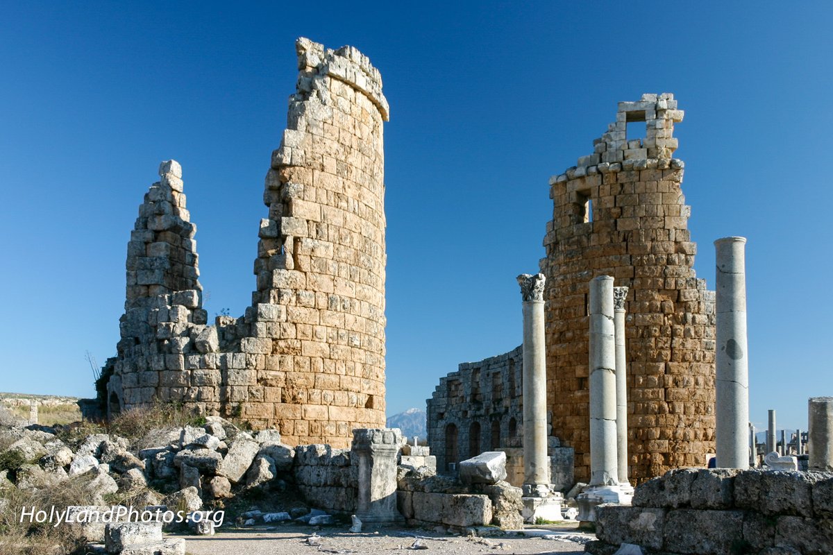go2Carl's tweet photo. Paul and Barnabas visited #Perga (#Türkiye) on Journey One (Acts 13:13-14; 14:25) the Two Towers were 300 years old when they arrived! They are still standing — Additional Photos and Commentary => https://t.co/b4MDjlXfhY
