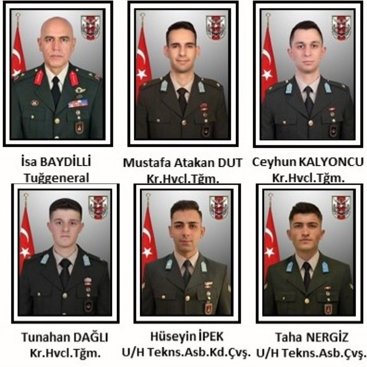 6 ŞEHİT, 6 CAN,

6 ANNE, 6 BABA,

6 EŞ, 6 OĞUL,

6 KARDEŞ, 6 VATAN EVLADI...

Aziz Ruhlarınız Şad Olsun