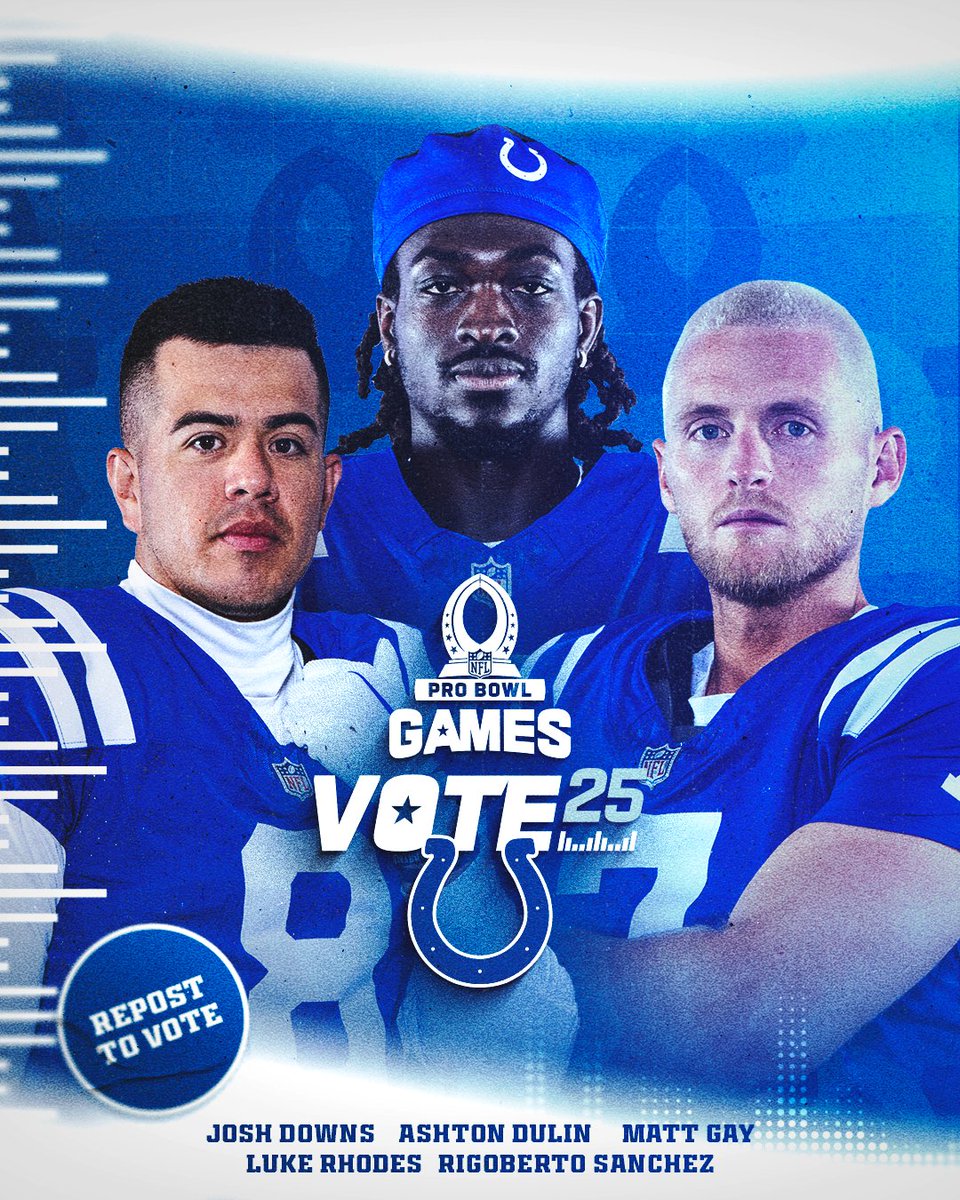 REPOST to #ProBowlVote the specialists:

<a href="/JoshDowns/">Glory to God.</a>
<a href="/AshtonDulin/">Ayeshton</a>
<a href="/MGtweetymonster/">Matt Gay 🎱</a>
Luke Rhodes
<a href="/Rigojio88/">Rigo</a>