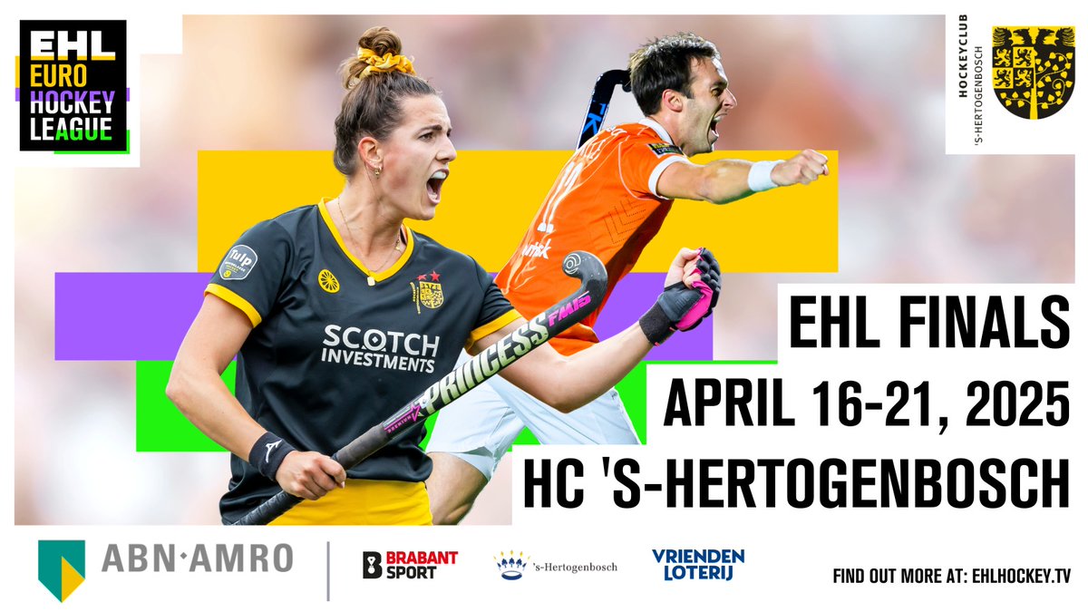 Tickets went on sale today for the #EHL FINALS at Den Bosch next Easter. 

Get yours nice and early here: ehlhockey.tv/tickets/