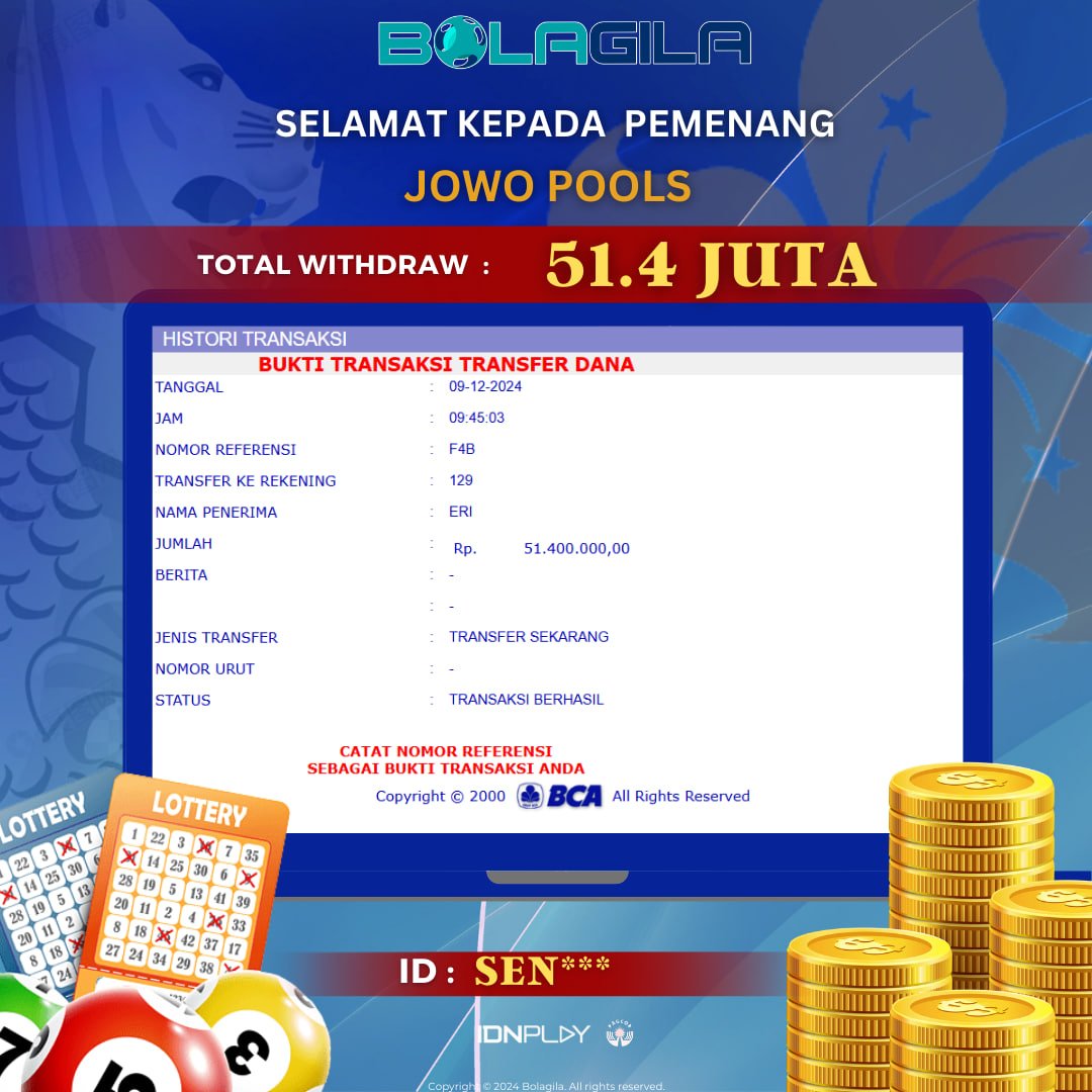 KBolagila1's tweet photo. BOLAGILA - INTERNASIONAL DEWA GRUP (IDN PLAY)
•
Selamat Kepada ID MEMBER : SEN*** Jackpot TOGEL di JOWOPOOLS dan Melakukan Withdraw Sebesar 51.4 Juta dibayar LUNASS!!!

Link Alternatif BOLAGILA : 🌐 https://t.co/8EZr2wKO71 📷 https://t.co/ZMz7CvHBhq https://t.co/4cJRVpY3dg